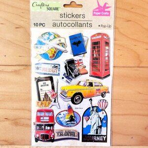 Crafters Square Travel Pop-up Stickers Autocollants 10 PC NEW DIY Crafts Handmad